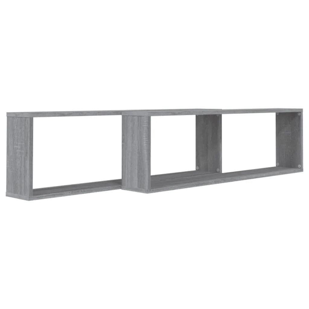 2 pz Mensole Cubo Muro | Mensola a parete Grigio Sonoma 100x15x30 Legno Multistrato