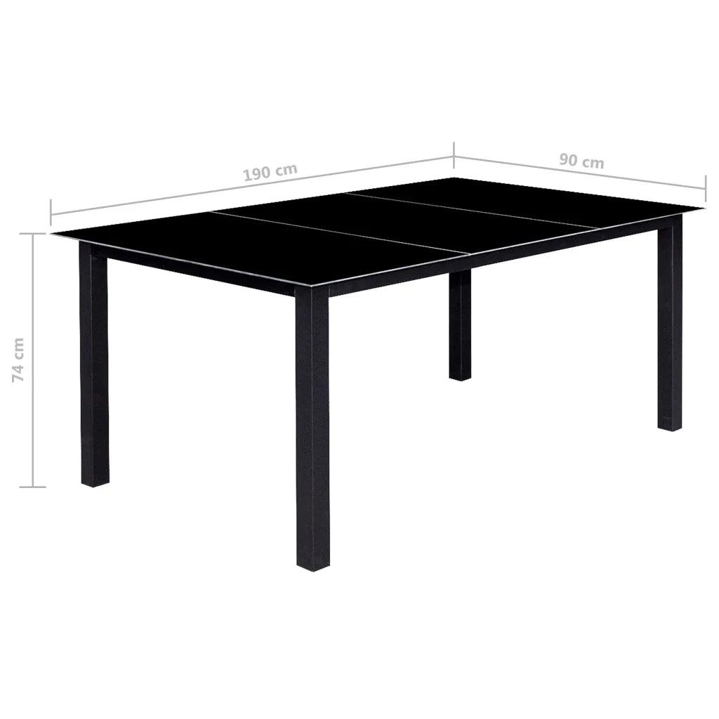 Set da Pranzo da Giardino 9 pz Pieghevole in Alluminio Nero 43382