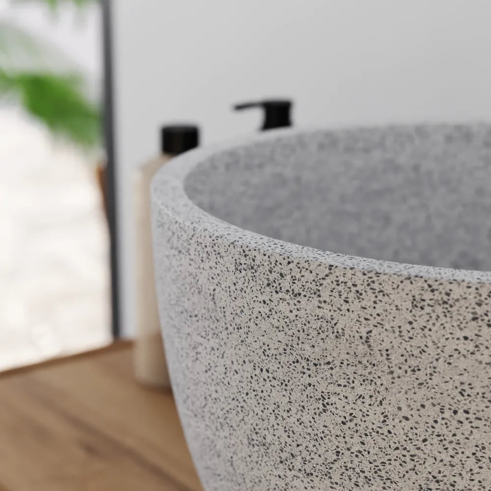 Lavabo da appoggio tondo in microcemento 22,5x15,5 cm beige | Sevan