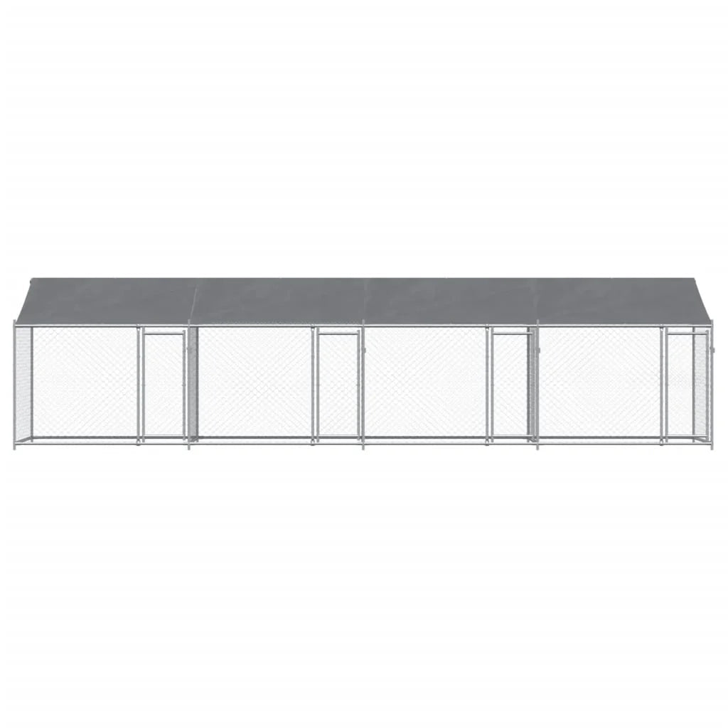 Gabbia per cani con tetto e porte 8 x 2 x 2 m acciaio zincato grigio 02_0041636