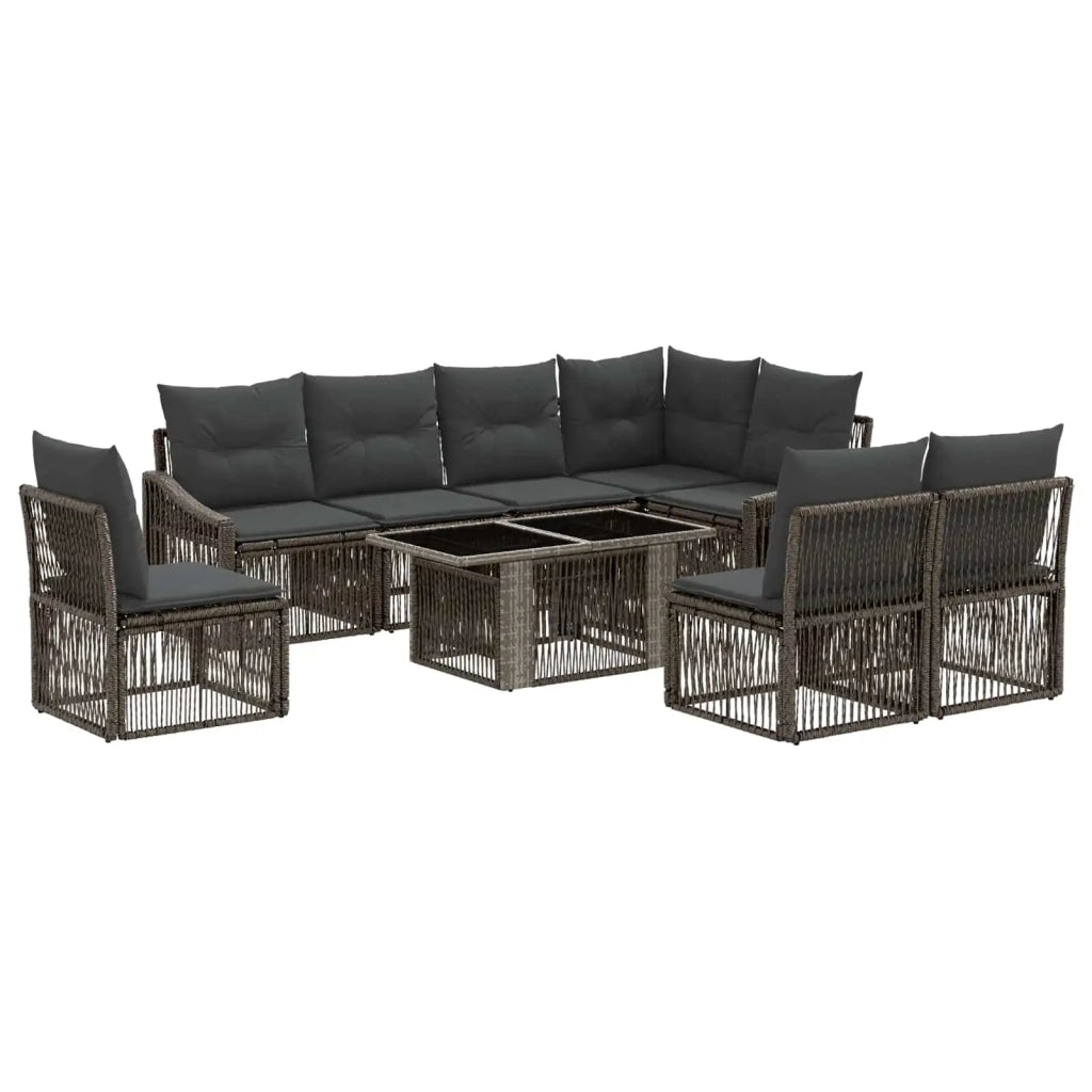 Set Divano da Giardino 9 pz Grigio e Grigio Scuro polyrattan 3437258