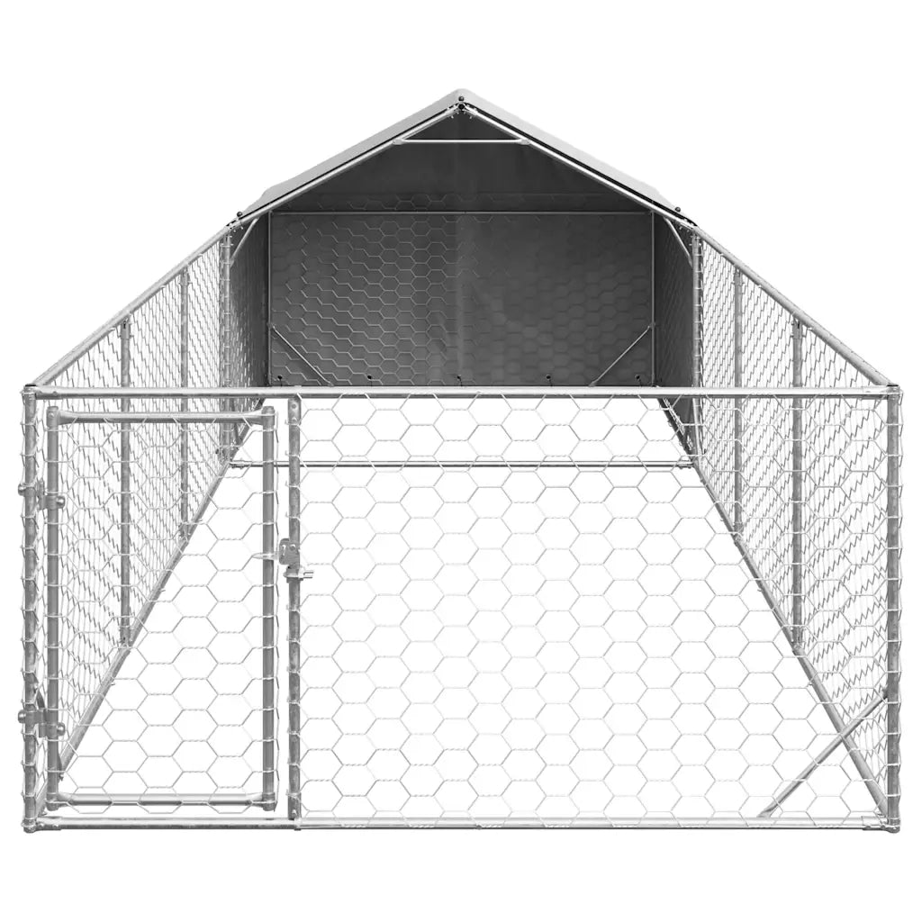 Cuccia per Cani da Esterno con Recinto 7x2x1,5m Acciaio Zincato