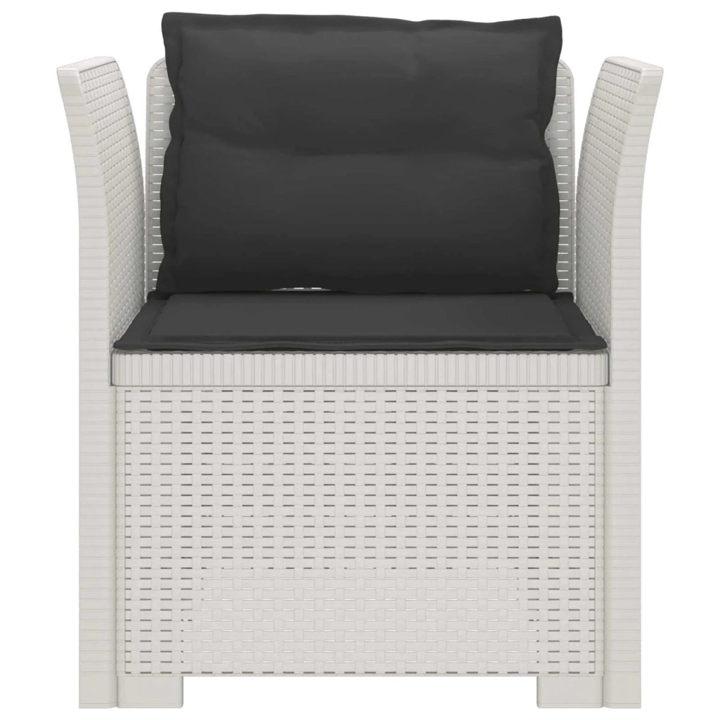 Sedia da giardino-Poltrona a 1 Posto con Cuscini Aspetto Rattan PP Bianco 700327