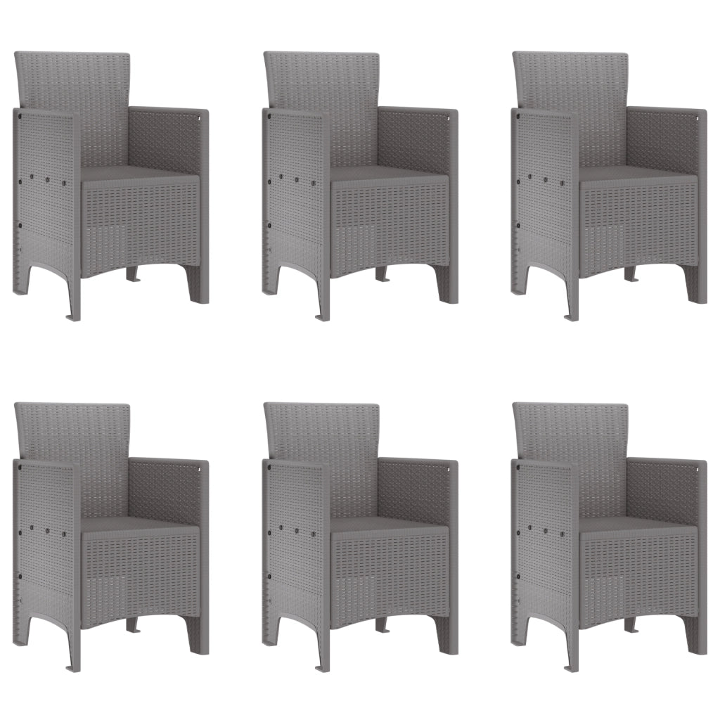 Set da pranzo da giardino 7 pezzi grigio chiaro Poly Rattan