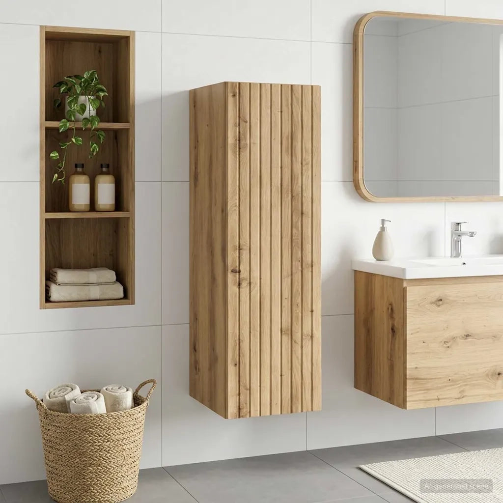 Mobiletto da Bagno a Muro Rovere Artigianale 33 x 34,5 x 100 cm 890661