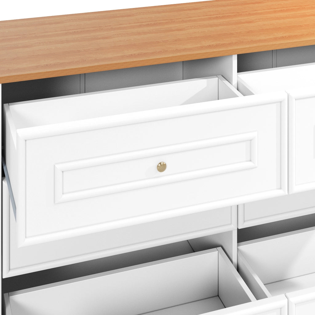 Credenza con 6 cassetti 120 x 40 x 76 cm in MDF e truciolare; bianca e naturale