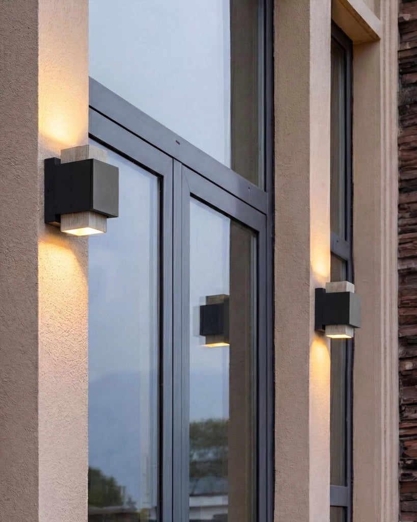 Set di 2 applique da esterno a LED in metallo, stile tradizionale, per porta d'ingresso e veranda, finitura nera