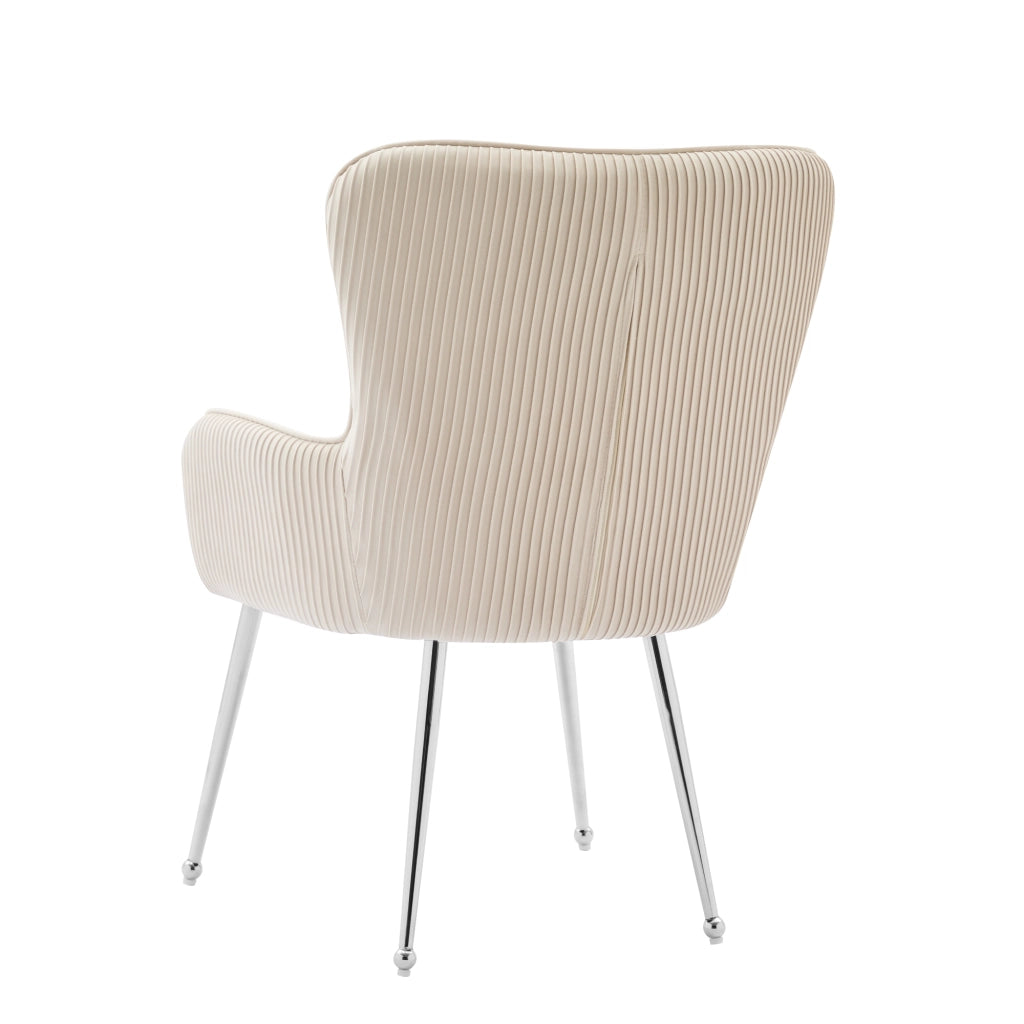SEDIA in velluto beige Set da 4 pezzi con braccioli e supporto lombare
