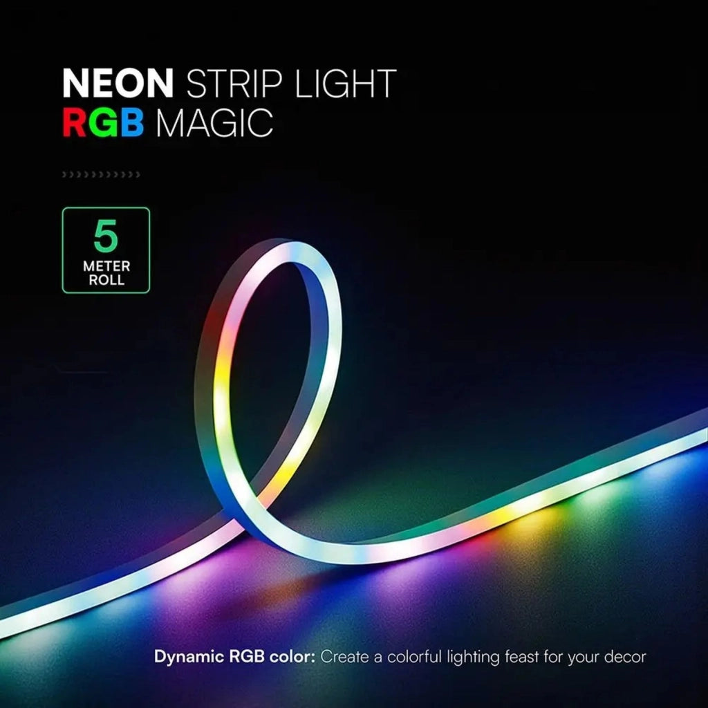 Kit Striscia Led Neon Flex RGB Magic Smart 3W/m 5m 30LED/m USB 5V con Telecomando e Bluetooth App LotusLamp SKU-24050