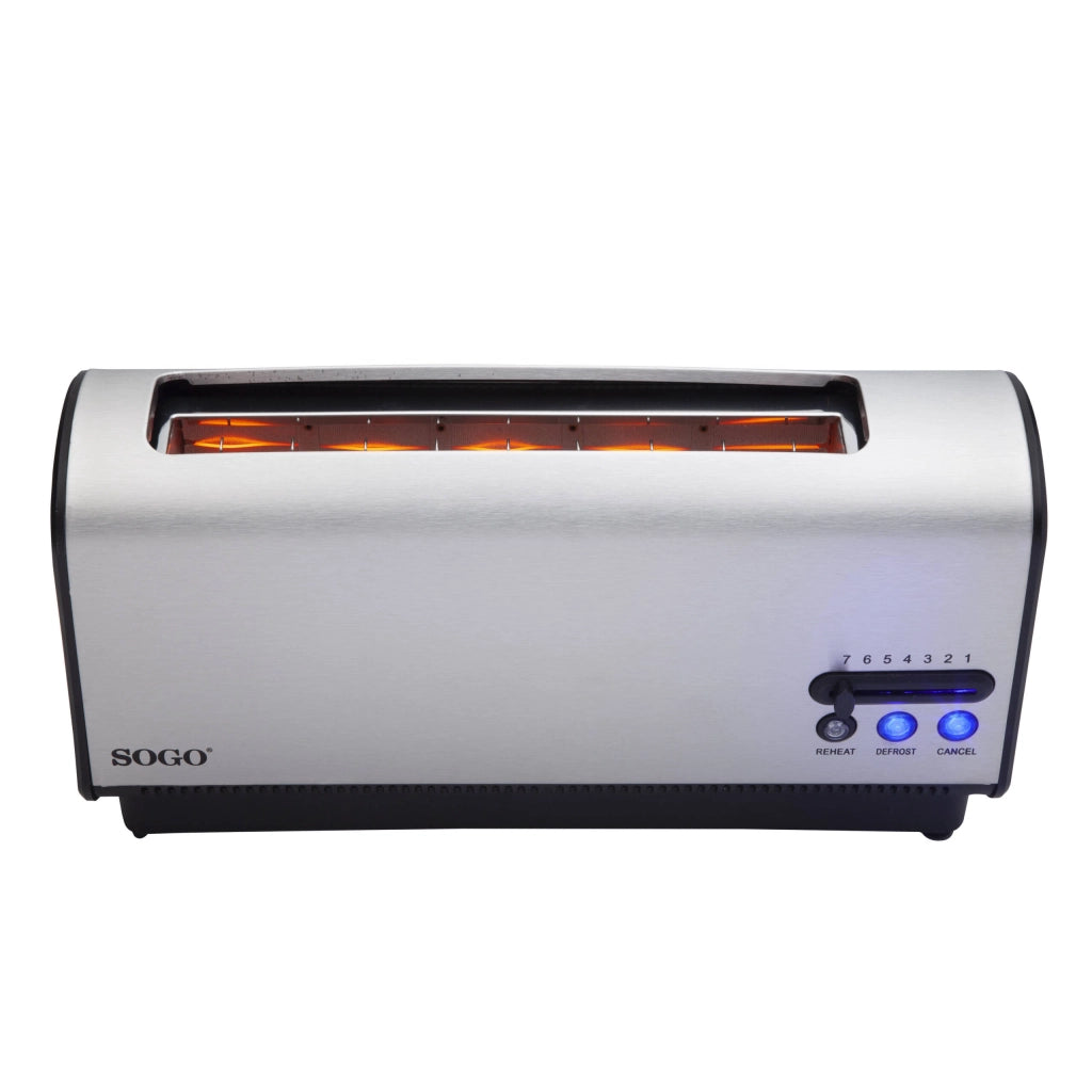 Tostapane elettrico con fessura lunga, 2 fette, controllo temperatura elettronico 7 livelli, 900W acciaio inox - SOGO