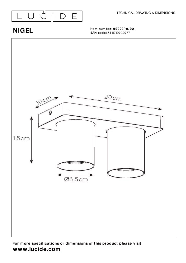 Faretto soffitto doppio oro orientabile 2xGU10 Lucide