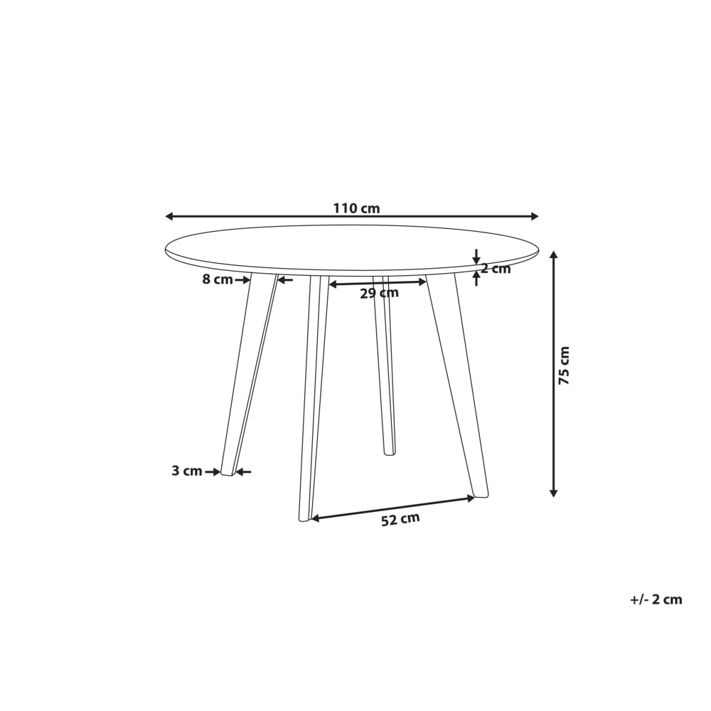Tavolo da pranzo effetto marmo con gambe nere rotonde da 110 cm in MDF da tavolo con gambe in metallo