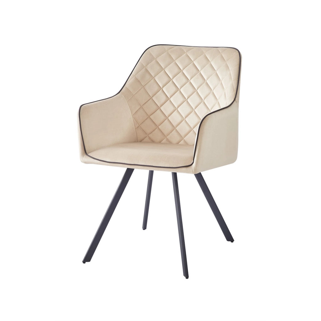Sedia di design Amber in velluto beige e ferro