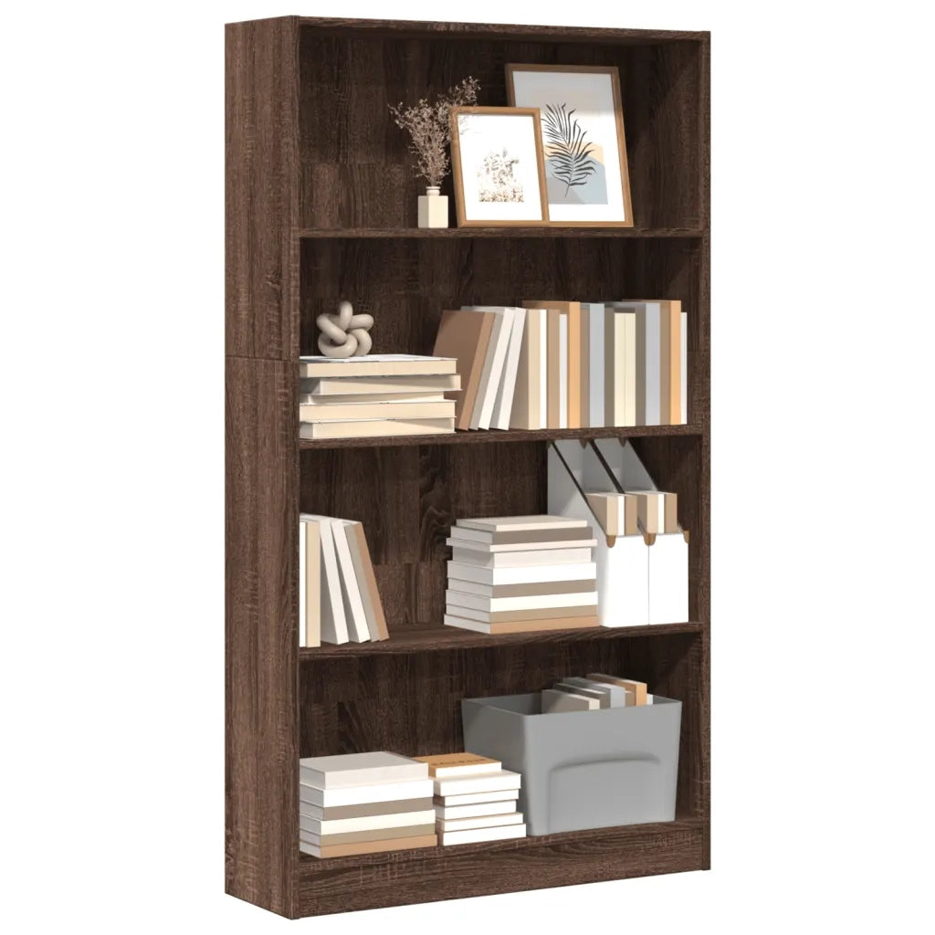 Libreria-Scaffale per Libri-Mobile di Stoccaggio Rovere Marrone 80x24x143 cm in Legno Multistrato