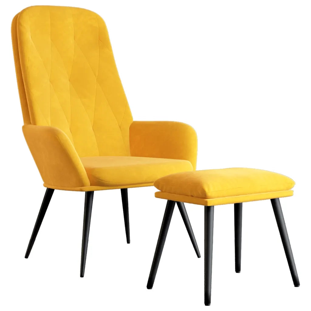 Poltrona Relax con Poggiapiedi Giallo Senape in Velluto 3097626