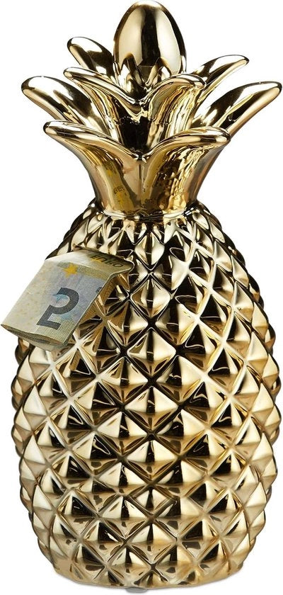 Decorazione a forma di ananas per monete e biglietti - Dimensioni 24 x 105 cm - Materiale gesso - 1 pezzo