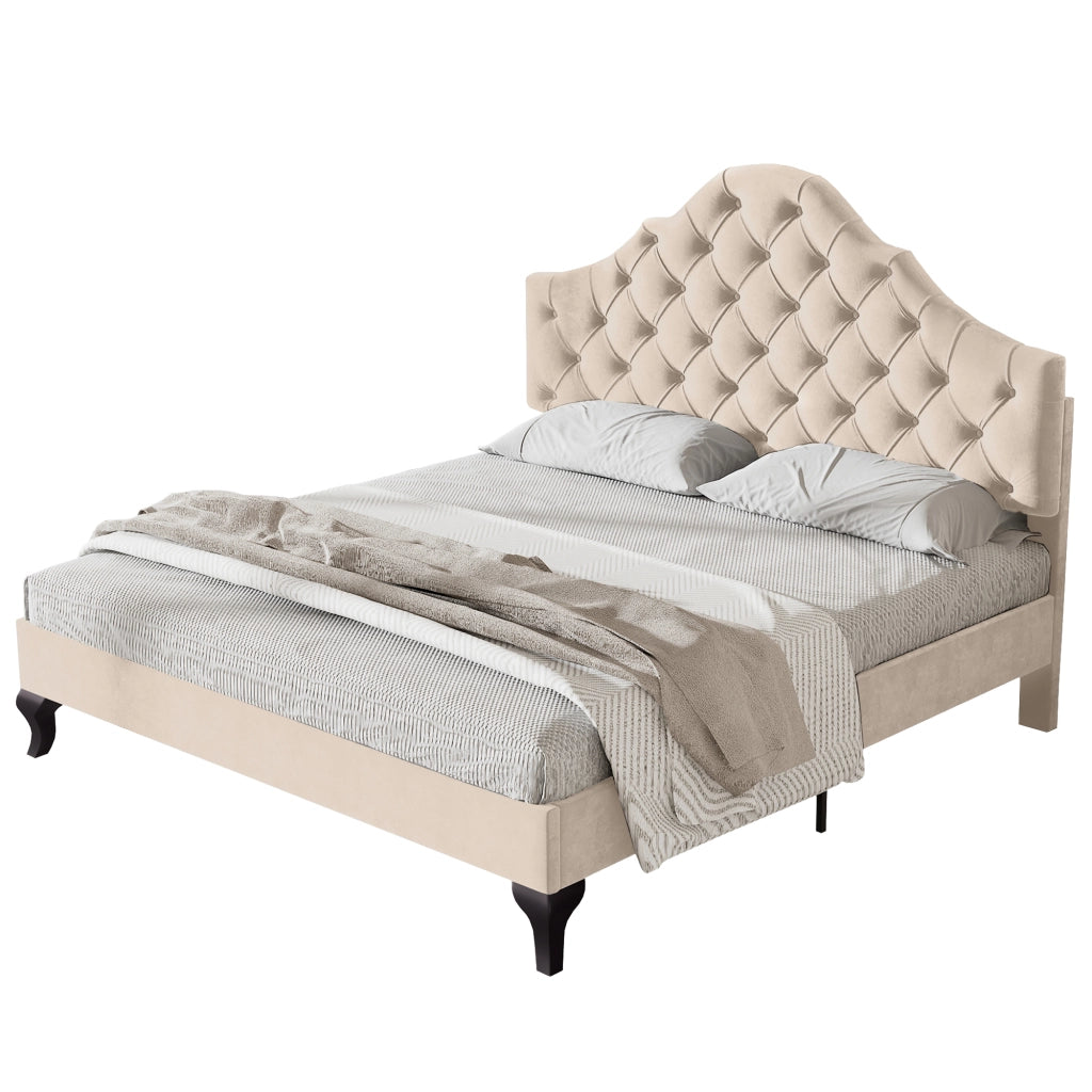 Letto imbottito 140x190 cm in velluto con rete a doghe e testiera regolabile