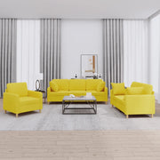 Set di Divani 3 pz con Cuscini Giallo Chiaro in Tessuto