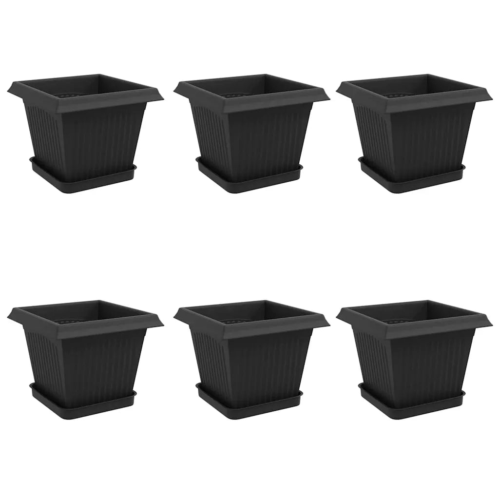 Vasi per Piante 6 pcs Nero 20 x 20 x 16 cm Plastica 3403298
