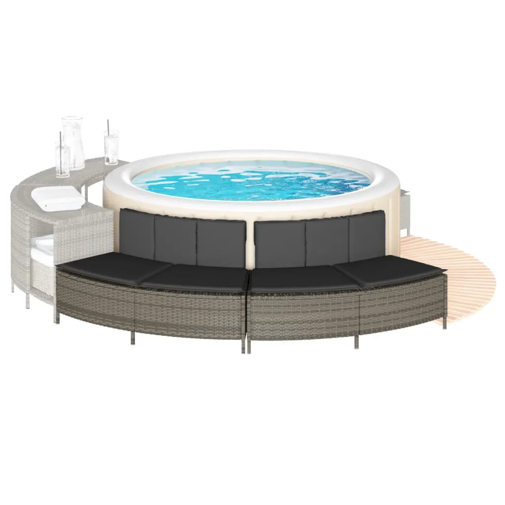 Panche Vasca Idromassaggio con Cuscini 2 pz in Polyrattan Grigio CFW9191374