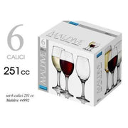 Trade Shop - Set 6 Pz Calici Bicchieri Bicchiere Vino Maldive 251cc Vetro Trasparente 570278 -