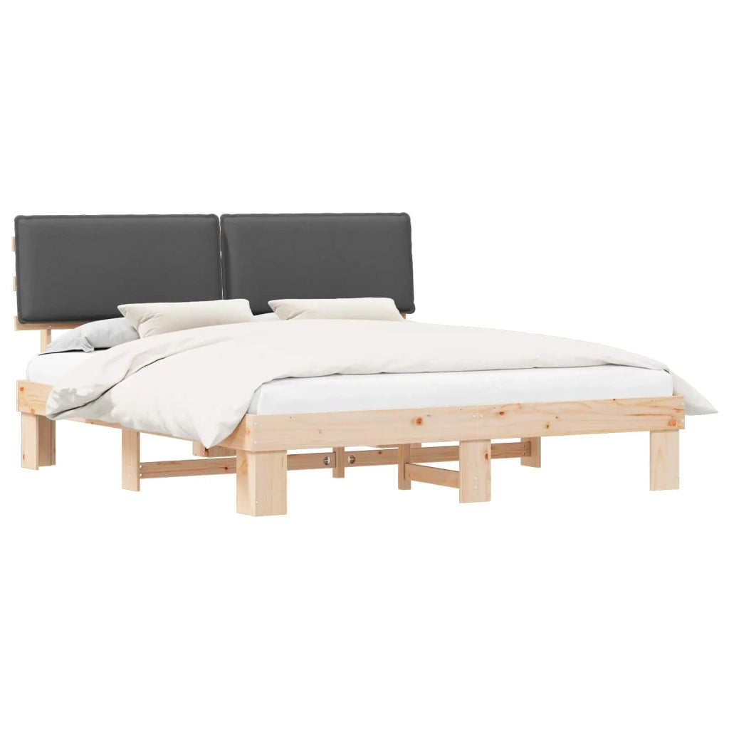 Letto con Testiera Rivestita Grigio scuro 180 x 200 cm