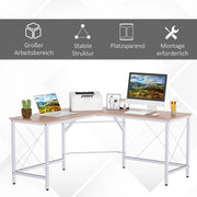 Scrivania Angolare a L 150x150x76 cm in MDF Naturale per Ufficio e Studio