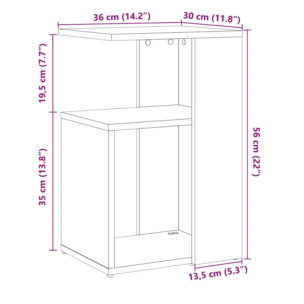 Tavolino da Salotto Legno Antico 36x30x56 cm Legno Multistrato 856558