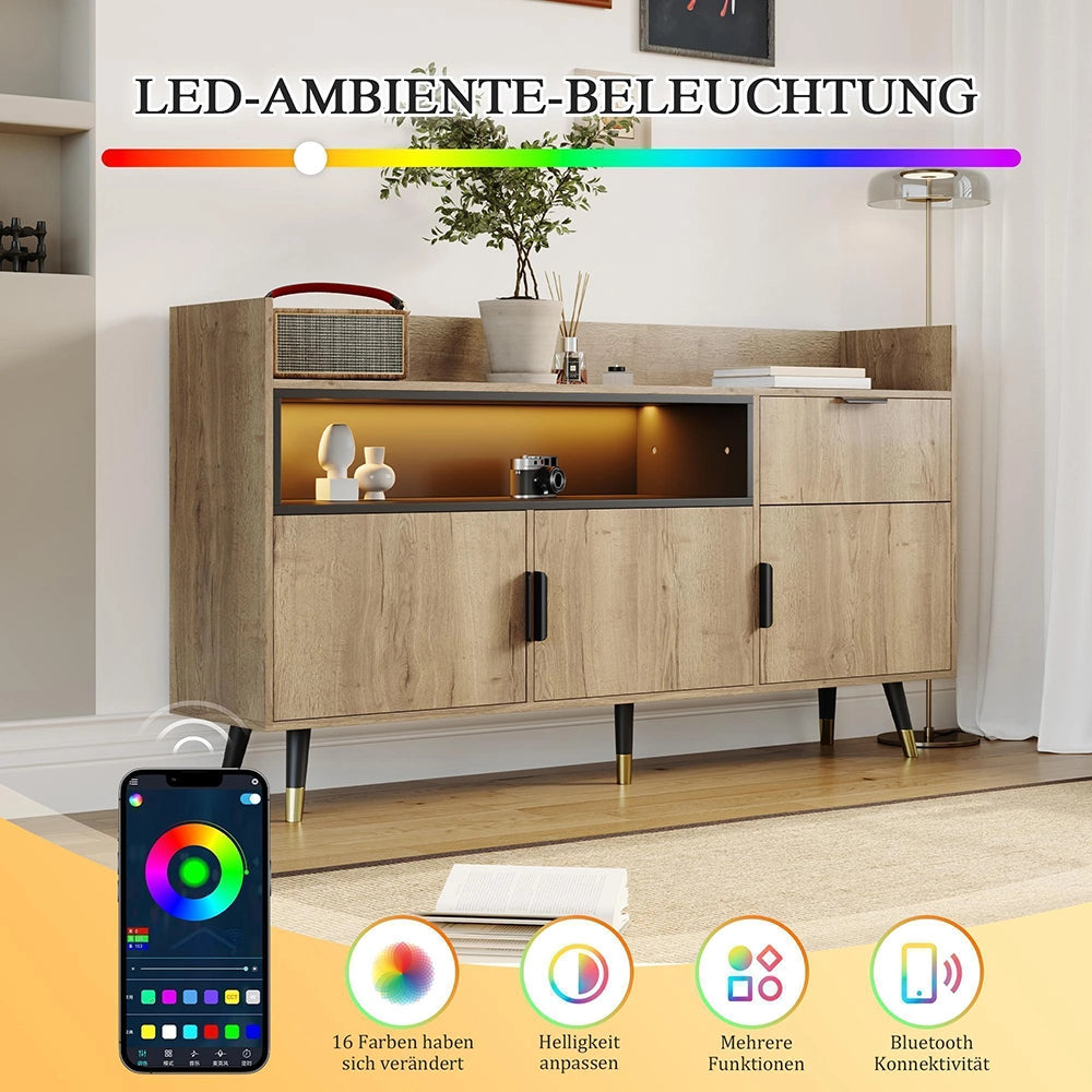 Buffet moderno minimalista - Xylo - Ripiani aperti, cassetti pratici, ante battenti