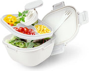 Scatola da picnic da asporto (1700 ml), scatola da pranzo con forchetta, scatola da insalata con inserti per condimenti e salse, scatola da insalata, scatola Bento impermeabile con compartimenti, adatta per alimenti