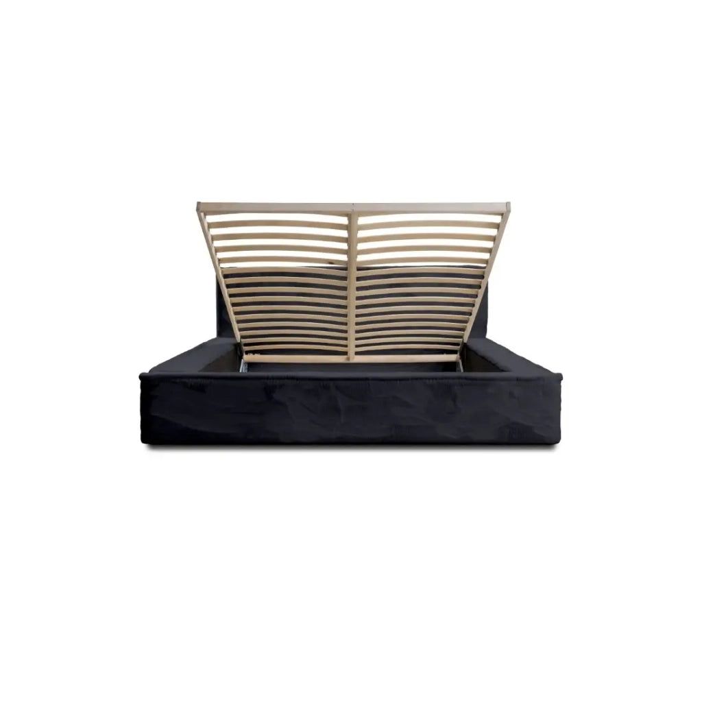 Letto contenitore ORLANE – Nero Ardesia polare – 140x200 cm – Rete sollevabile – Design di alta gamma