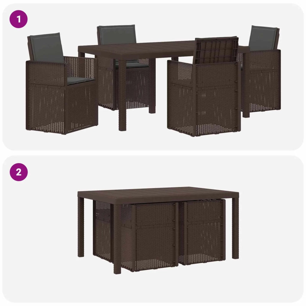 Set da Pranzo per Giardino 5 pcs Marrone e Antracite PP 3430060