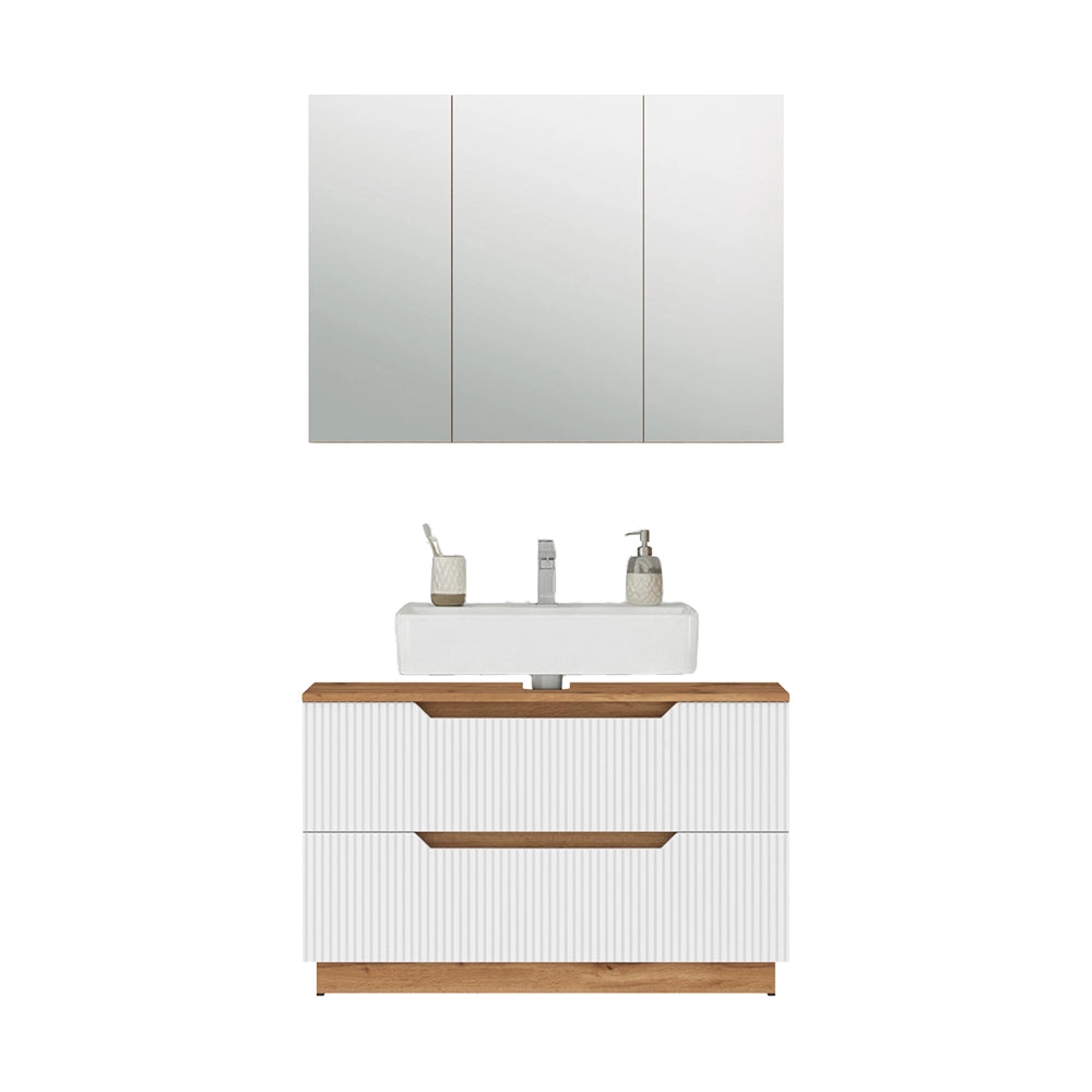 Vicco Set di mobili da bagno Rovere/bianco a strisce 2 parti