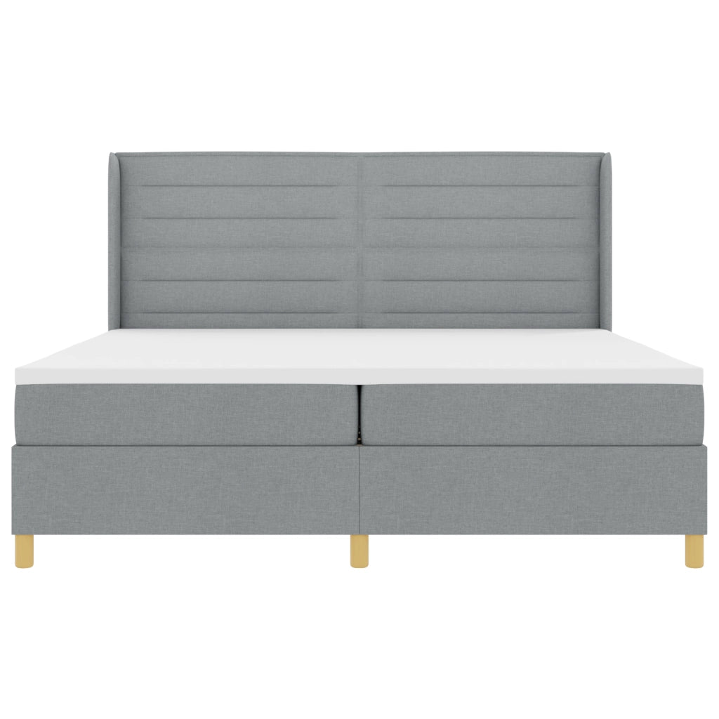 Letto a Molle  con Materasso e Luce LED Grigio Chiaro 200x200 cm Tessuto