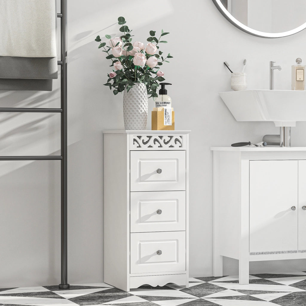 Cassettiera Bianca con 3 Cassetti ¨C zephmum ¨C 29.8x29.8x68.5 cm