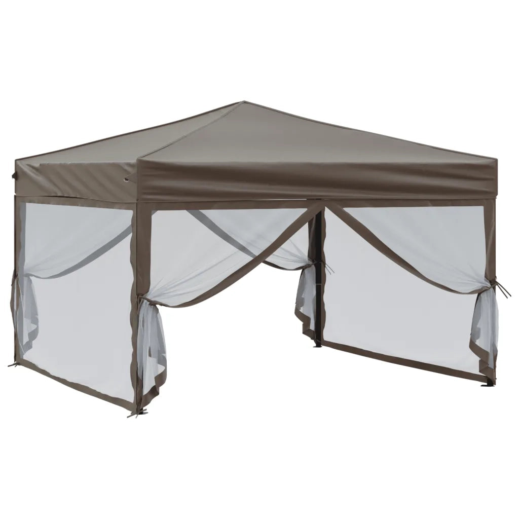 Tenda per Feste Pieghevole con Pareti Laterali-Tenda Gazebo Tortora 3x3 m 743699