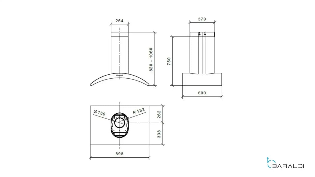 Cappa a parete ARCADIA cm 90 - Inox - 800 m3/h