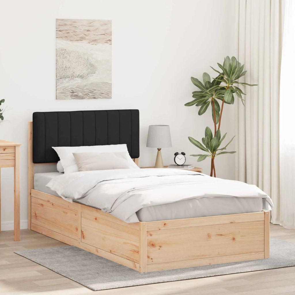 Letto con Testiera Rivestita-Struttura Letto con Testiera Nero 100 x 200 cm Pino massello 330000
