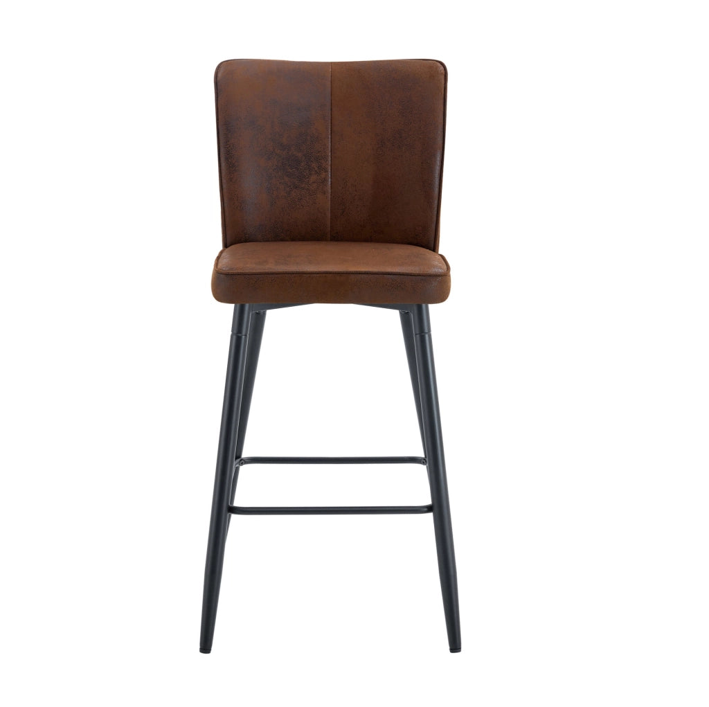Set di 2 sgabelli da bar; 101 cm; con schienale ergonomico; in tessuto tecnologico marrone e metallo nero