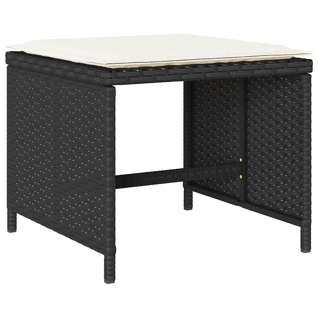 Set da Pranzo da Giardino 11 pz con Cuscini in Polyrattan Nero 3278093