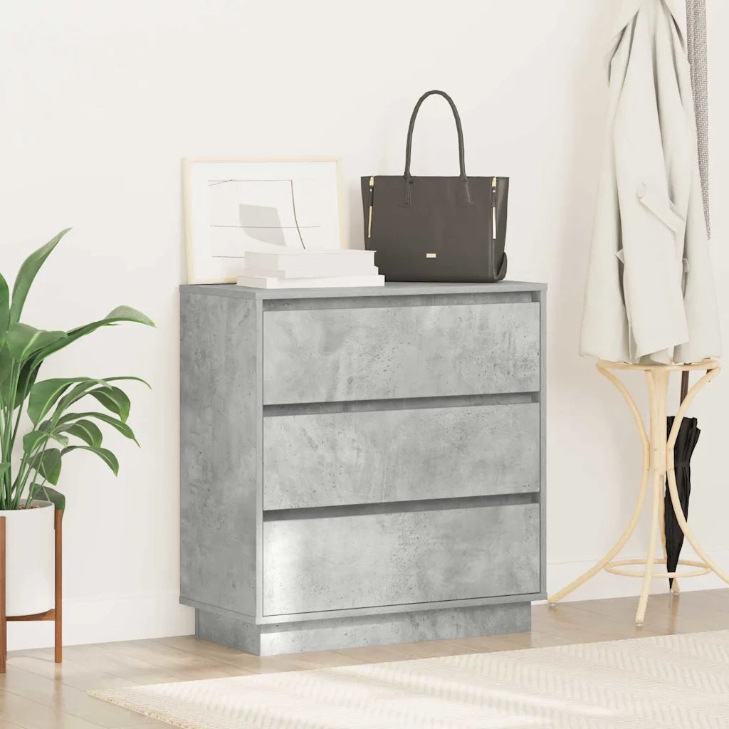 Comodino | Armadio da Notte | Mobiletto da notte con cassetto Grigio cemento 71 x 34,5 x 75 cm