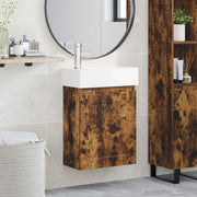 Mobile bagno con rubinetto Rovere Fumo 45,5 x 22,5 x 84 cm 889506