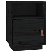 Comodino | Armadio da Notte | Mobiletto da notte Nero 40x34x55 cm in Legno Massello di Pino