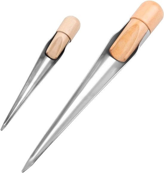 Strumento per la splicing della corda - Marittimo - 2 pezzi - Acciaio inox - Manico di quercia - Adatto per yacht e barche - Tool liscio e a nido di rondine