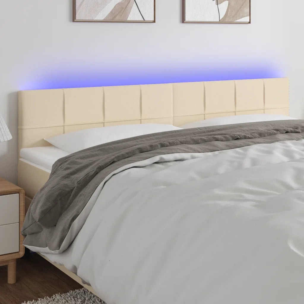 Testiera | Testata a LED Crema 160x5x78/88 cm in Tessuto