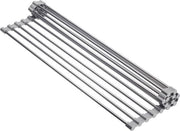 Afdruipmat Flessibile per Piatti e Cucchiaini - Afdruipmat Opvougbile con Bordo di Silicio - Acciaio Inox e Silicio - Grigio