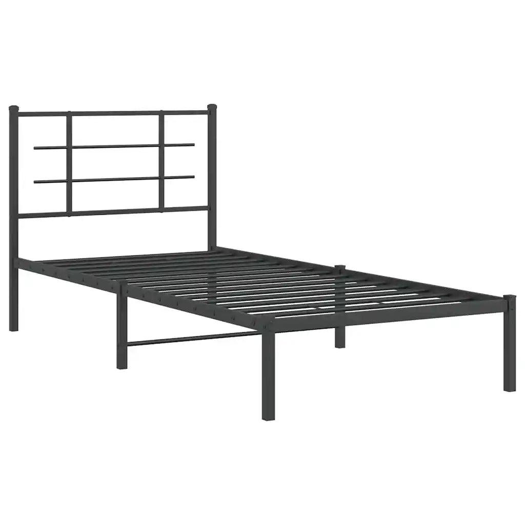 Giroletto con Testiera-Struttura Letto con testiera in Metallo Nero 90x200 cm 703494