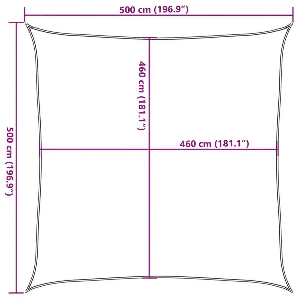 Vela Parasole Grigio Chiaro 5x5 m 100% Poliestere Oxford