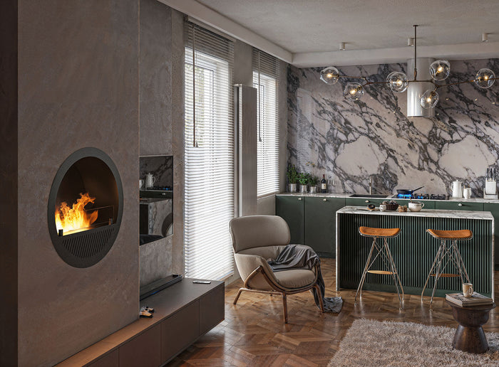 Camino a Bioetanolo da Incasso Ø74x30 cm Incyrcle Slim Inside Nero