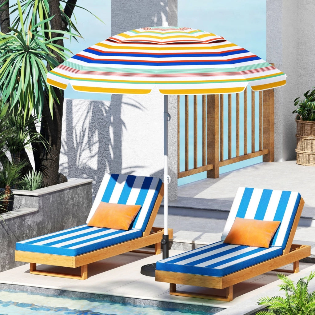 Ombrellone da esterno portatile con inclinazione a pulsante protezione solare, Ombrellone da spiaggia da 200 cm Colorato-Ombrelloni